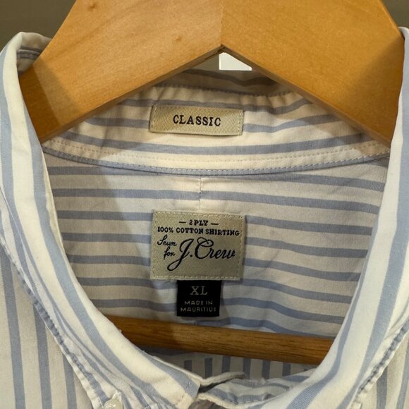 J.Crew Mens Shirt XL Classic Blue White Striped Long Sleeve Button-Down - Picture 3 of 8